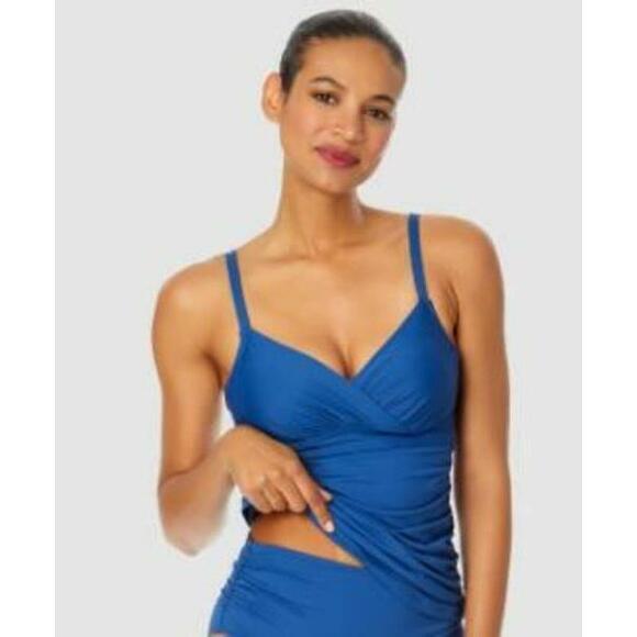 Anne Cole Other - Anne Cole Women's Blue Surplice Underwire Tankini Top 34DD/36D